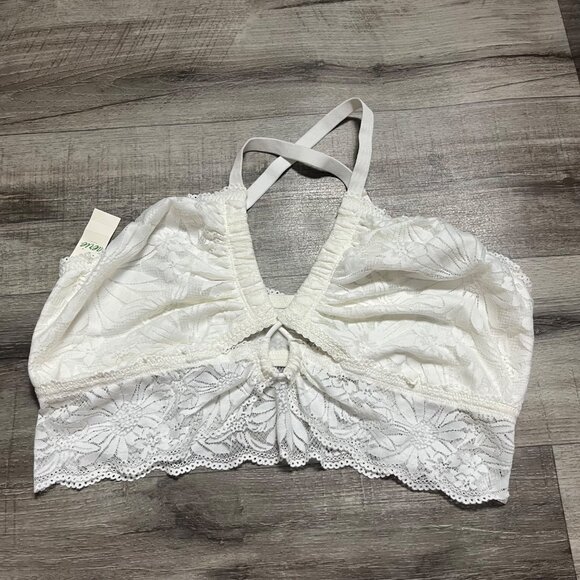 Aerie Racerback Strap Lace Knit Bralette Cream White NWT Women’s Size XL - Picture 2 of 7